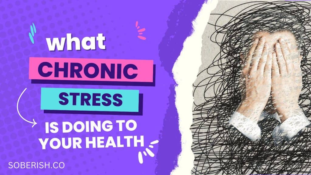 A woman covers her face while scrambled pencil lines surround her head. The title reads what chronic stress is doing to your health