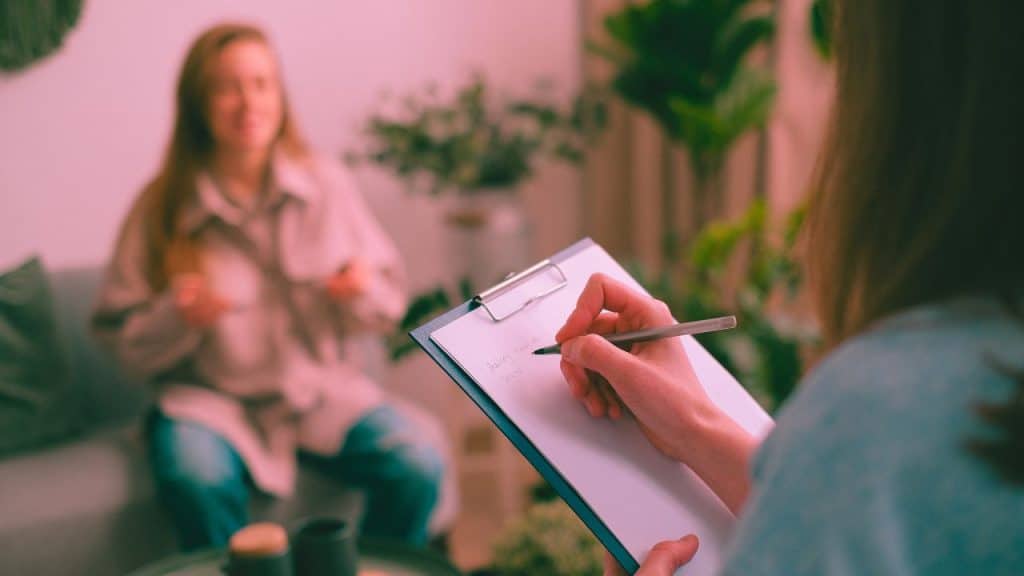 A woman is at her doctor's appointment asking for anxiety medication