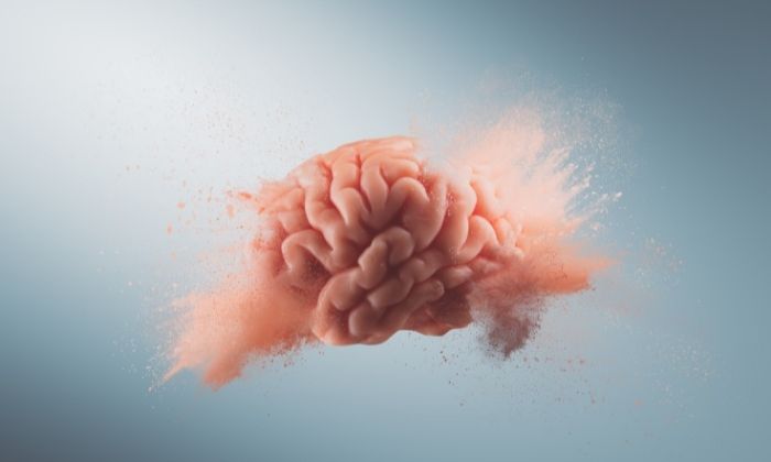 Picture of a brain appearing to explode to symbolize brain damage from wet brain