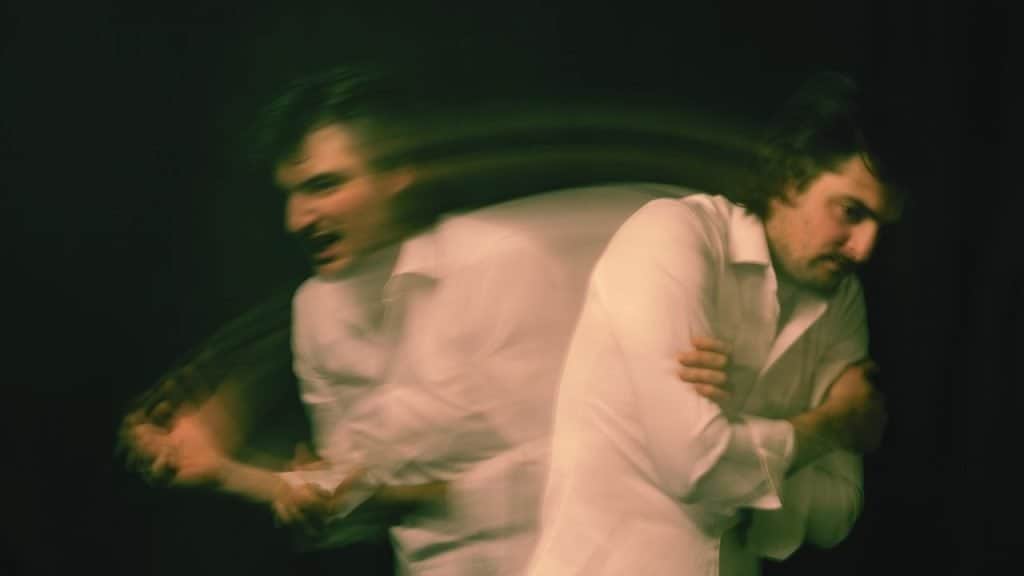 A split image of a man in two different emotional states representing BPD splitting
