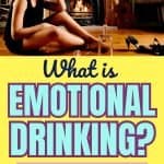 A woman sits on the floor emotionally drinking