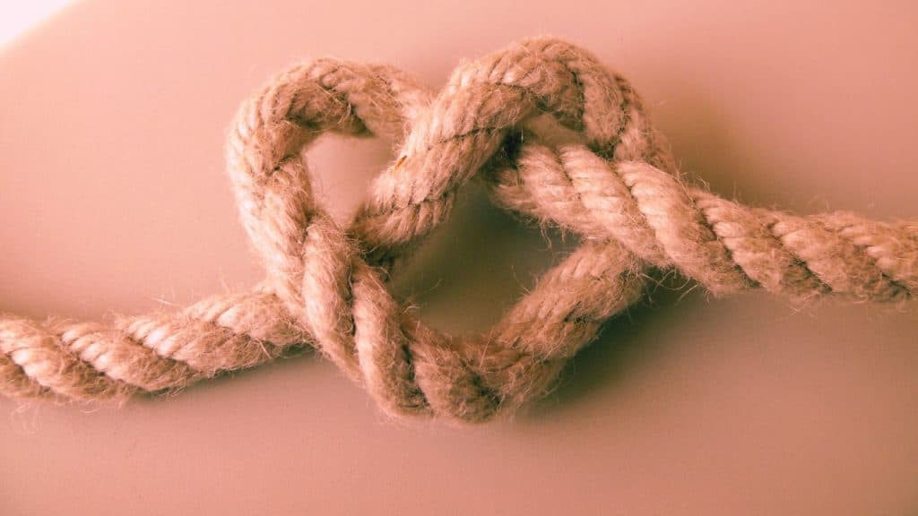 a knot tied in a shape of a heart
